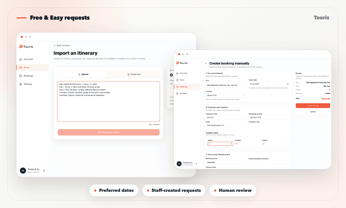 Free and Easy travel enquiry flow